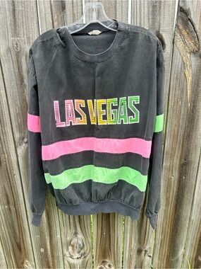 Rainbow Men’s Crewneck Sweatshirt in Black with Pink & Green Accents